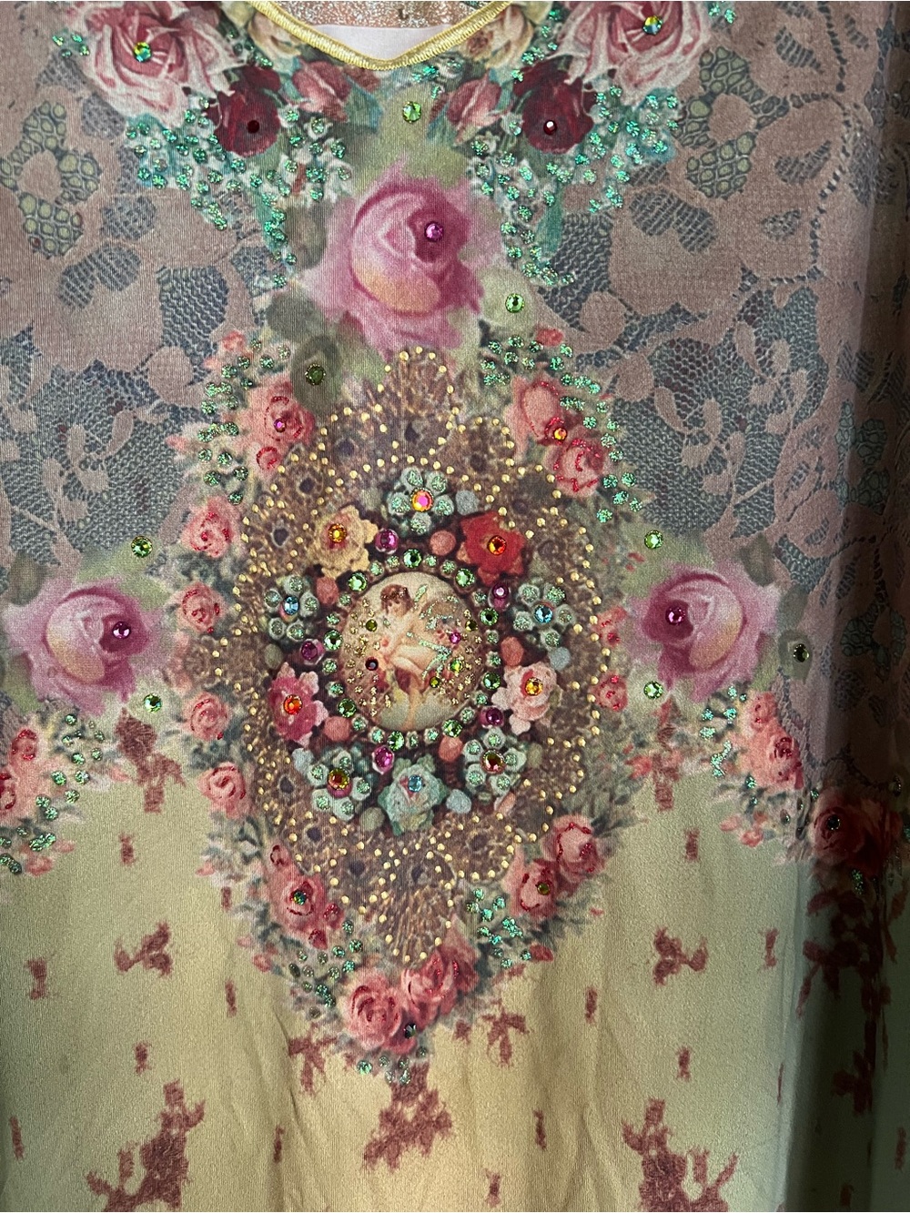 Michal Negrin Sage, Cream & Pink Floral Midi Slip Dress - Picture 2 of 5